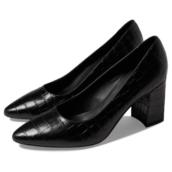 Aquatalia Shoes - NEW Aquatalia Heels Black Embossed Leather Croc Pattern Size 11 Pumps NWT $395
